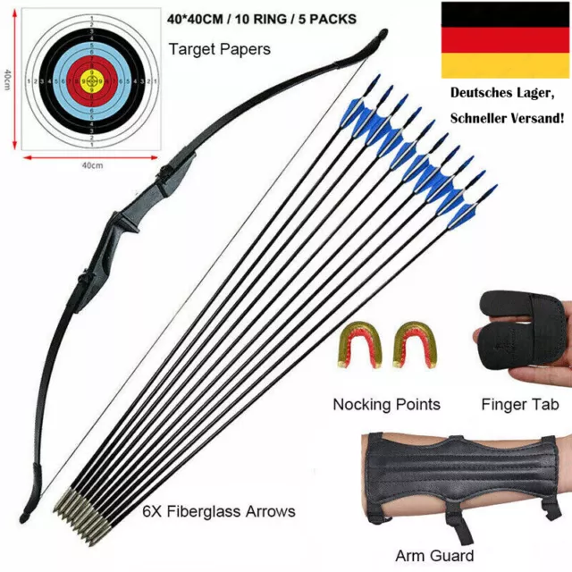 57 Zoll Takedown Recurvebogen Bogenschießen Jagdbogen RH/LH & Target Pfeile Set