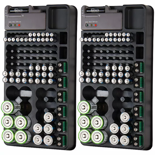 tka 2er-Set 2in1-Batterie-Organizer mit Tester, für je 98 Batterien 2