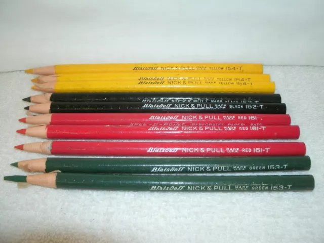 12 NOS BLAISDELL NICK & PULL COLORED PENCIL GREEN 153-T CHINA MARKER GREASE  PEN