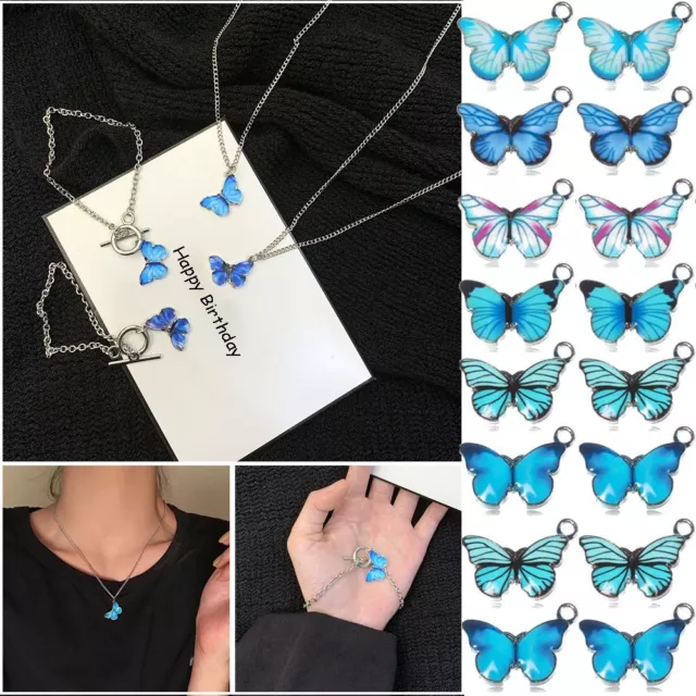 Schmetterling Charme Anhänger von Tieren Schmuck von Hand Blaue Emaille