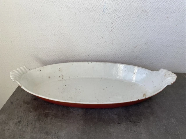 PLAT A POISSON EN FONTE ÉMAILLÉE ORANGE