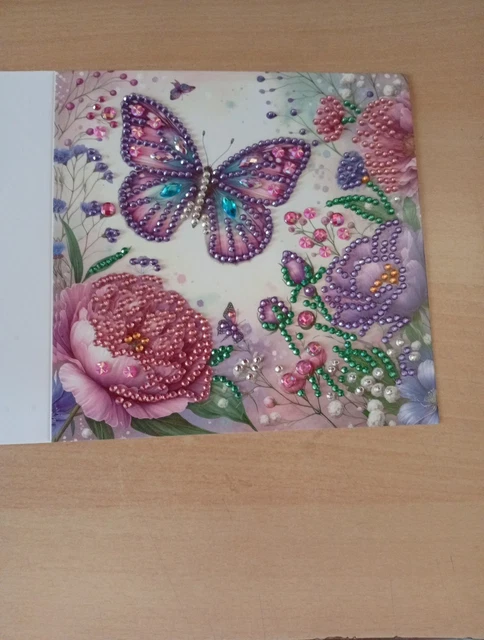 5D Diamond Painting Grußkarten Set - 6 Blumen Schmetterling Karten