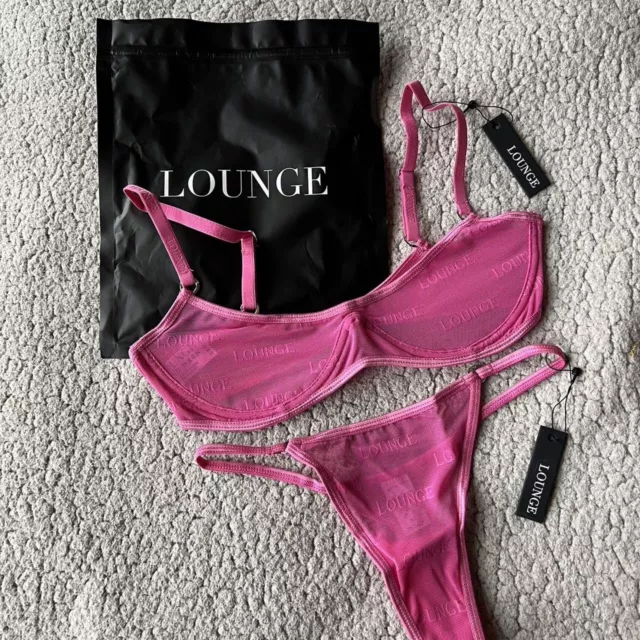 2 pairs Lounge Underwear Bold Mesh Sexy Thong Panties in Hot Pink