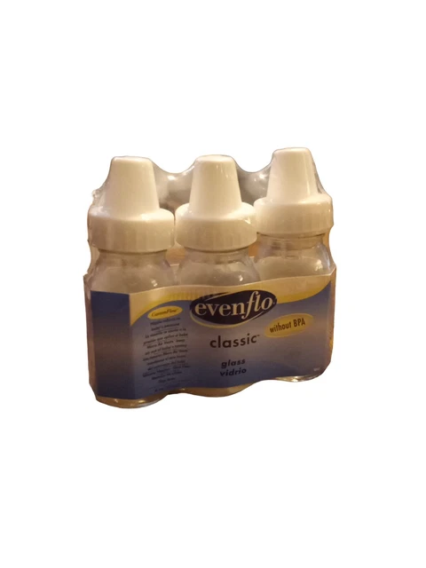 Evenflo 3-Pack Customflow Classic Glass Bottles Parentlink 4 oz. 4435259