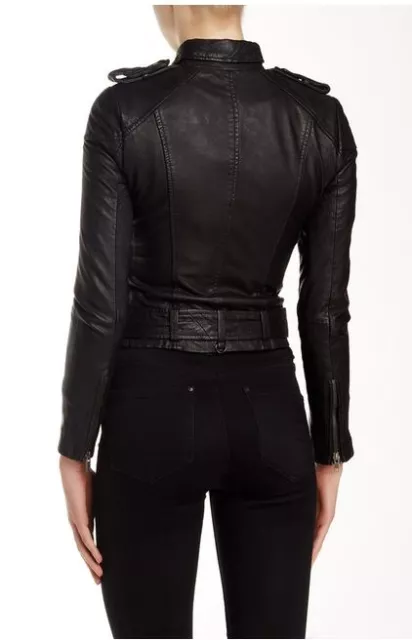 Nwt Muubaa Asha Black Leather Biker Skinny Jacket Us 6 Uk 10 3