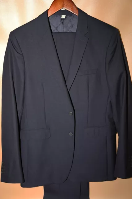 #357  Burberry London 100% Wool Navy Two Button Suit Size 42 L 2