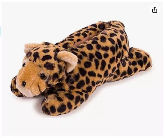 Lazy Paws Adult Sized Animal Slippers -Cheetah- Size Medium Only 2