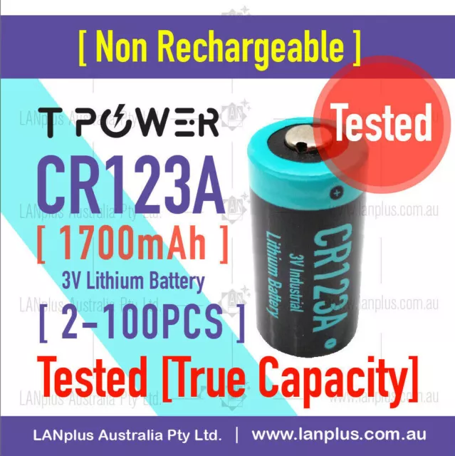 Tpower 3V CR123A 1700mah CR17345 Lithium Battery CR123 DL123A EL123A 123A