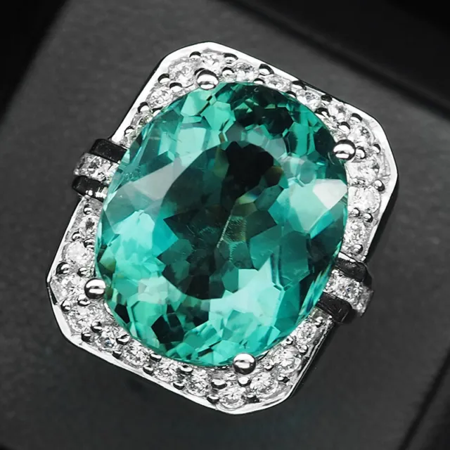 Stunning Paraiba Tourmaline Neon 925 Sterling Silver Handmade Engagement Rings
