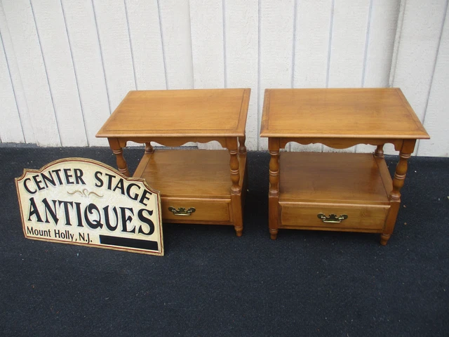 64175    Pair Solid Maple CONANT Ball Furniture  Nightstand End Table Stand s