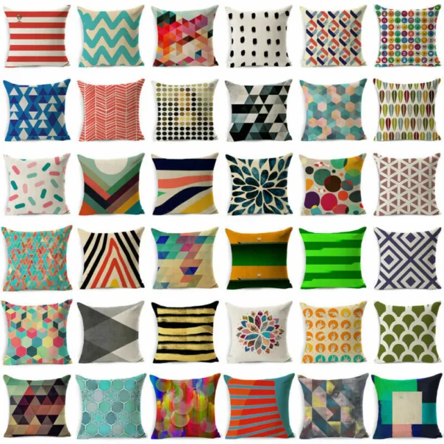 Cotton Linen Vintage Geometric Throw Pillow Case Cushion Cover Home Sofa Decor