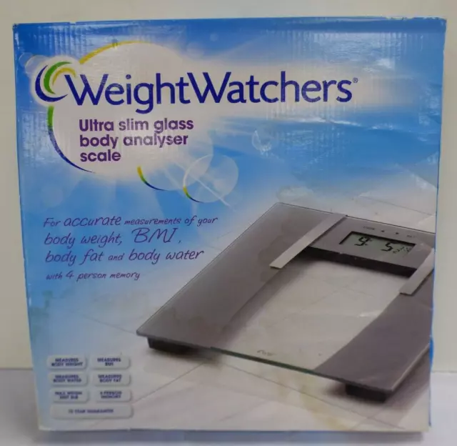 Escala analizador corporal de vidrio ultra delgado Weight Watchers en caja E16