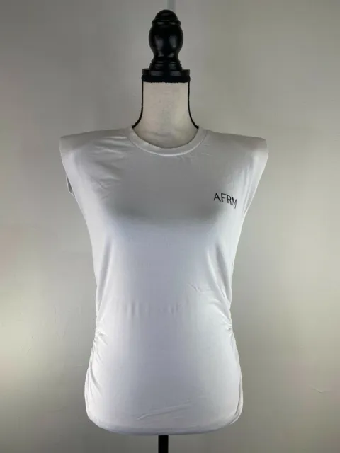 AFRM Para Mujer Ártico Blanco Sin Mangas Lado Rugido Camiseta Prenda para el torso Talla Pequeña