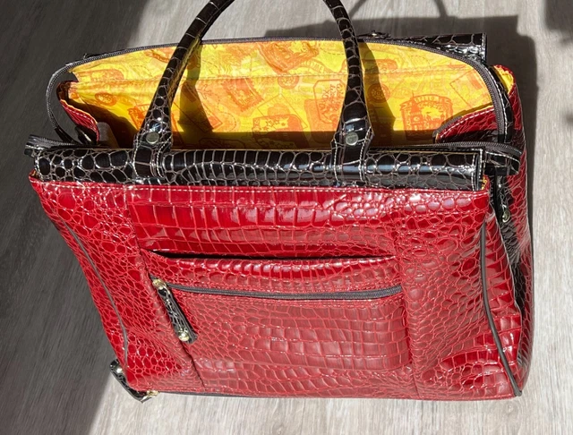 Samantha Brown Burgandy Croco Luggage Set - Carry-on, Tote, and Packing Cubes 4