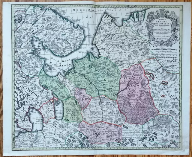 Seutter Original Kupferstich Karte Russland Imperii Moscovitici - 1720