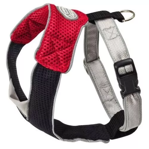 Overhead Red and Gray Dog Harness Reflective V Mesh MEDIUM Style by Doggles