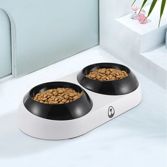 Cat Bowls Raised Plastic Pet 2 Slot Water Food Feeder Bowl For Puppy Leak Proof