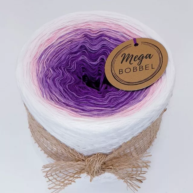 MegaBobbel*Lila Blüten*3fäd.*210g-ca.1000mLL Farbverlaufsgarn Lace Wolle Bobbel
