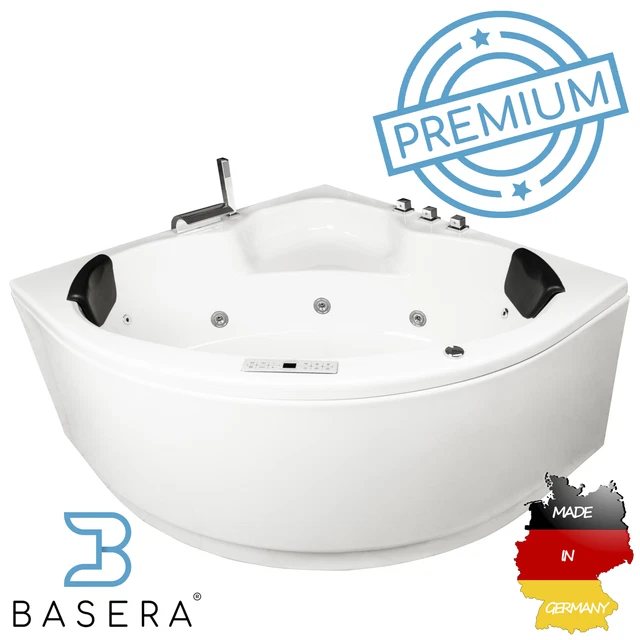 Bañera de hidromasaje de esquina interior Basera® PREMIUM Maui 130 x 130 cm con 21 masas...