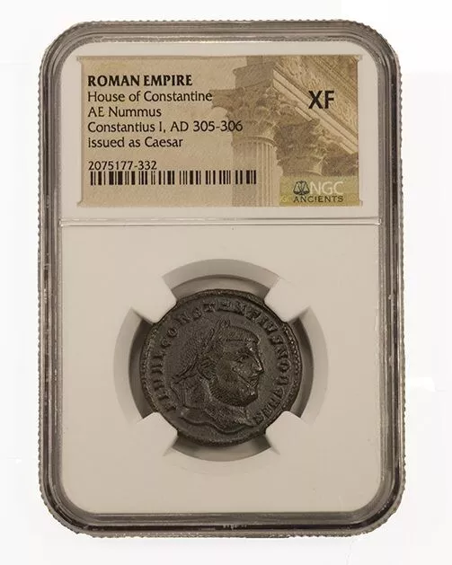 NGC ( XF ) Roman AE1 ( Nummus / Follis ) of Constantius I Chlorus AD 305 - 306