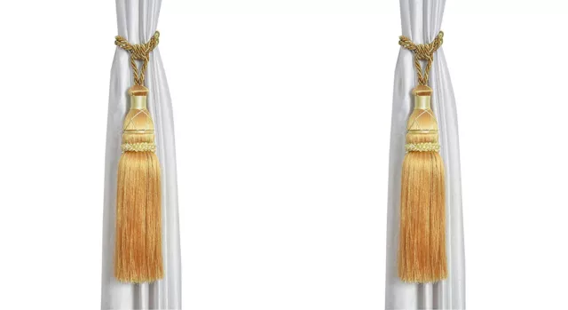 Beautiful Polyester Tassel Rope Curtain Tieback color Golden Lace set of 2 Pcs
