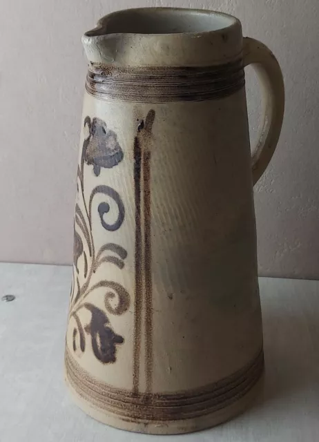Ancienne grande cruche / pichet / carafe, en grès, 3 L, Alsace 19ème