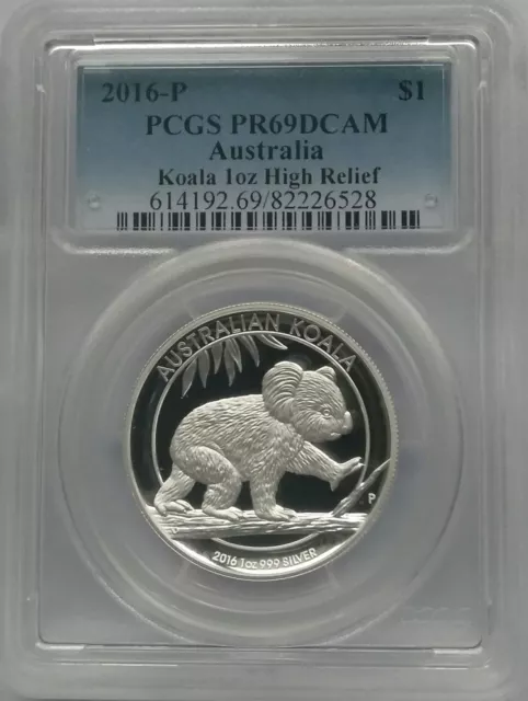 PCGS 2016-P Australia KOALA Proof High Relief $1 PR69 Silver 1oz Ag Low Mintage