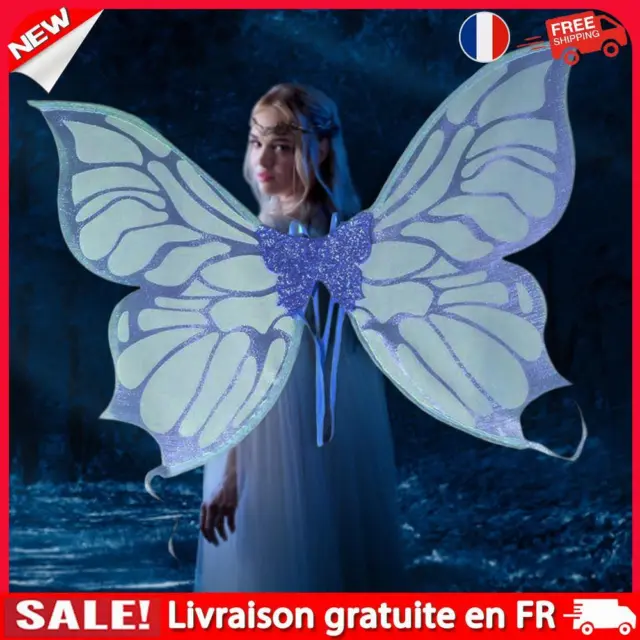 Glowing Angel Wings Ornament Kids Girls Gifts Fairy Butterfly Wings (Blue)