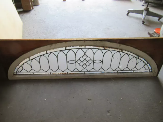 ~ ANTIQUE STAINED GLASS TRANSOM WINDOW BEVELS ~ 64 x 18 ~ ARCHITECTURAL SALVAGE