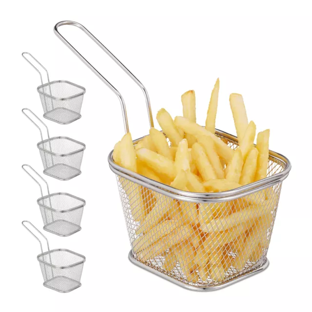 Pommes Körbchen 5er Set Frittierkorb Mini Pommeskorb Frittierkörbchen Edelstahl