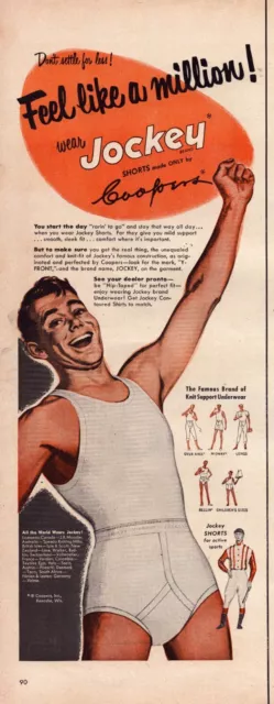 1951 JOCKEY MEN'S Underwear Print Ad Shorts Feel Like A Million $11.99 ...
