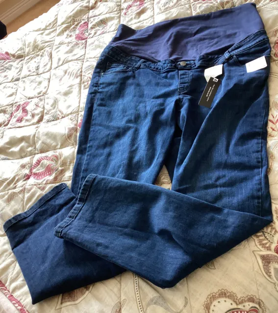 Nuevos pantalones vaqueros elásticos azules Tu Maternity GIRLFRIEND sobre bump.  Talla 18. Costo £18