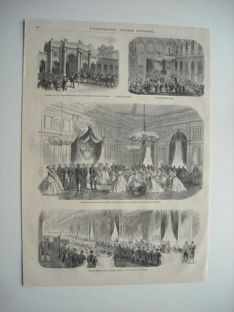 1866 Engraving. Nancy Parties, July 15. Career Place. Ball A L'hotel De Ville
