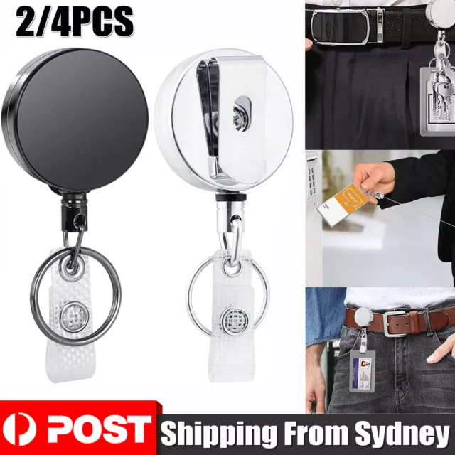 2/4X Heavy Duty ID Badge Key Holder Clip Retractable Key Chain Durable Wire Rope