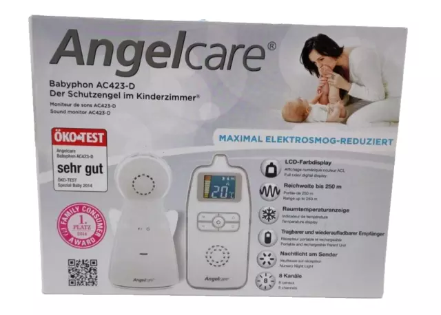 Angelcare Babyphone AC423-D Nachtlicht Raumtemperaturanzeige Reichweite bis 250m