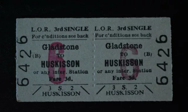 Liverpool Freibahnticket LOR GLADSTONE nach HUSKISSON Nr. 6426