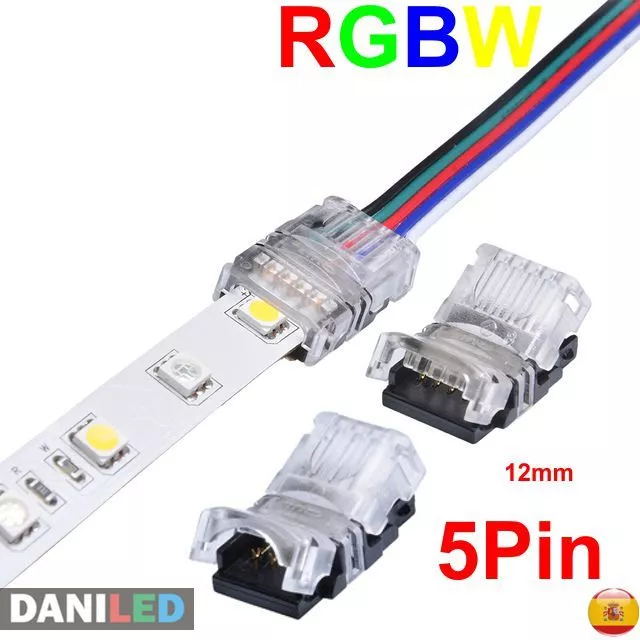 CONECTOR RGBW DIRECTO CABLE A TIRA PARA TIRAS LED SMD 5050 12mm IP65 IP20 (NUEVO