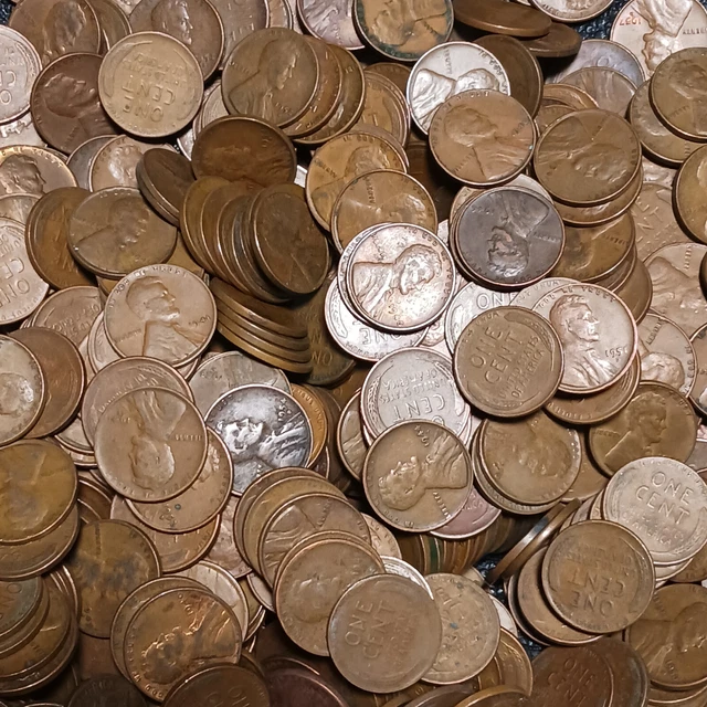 1x Roll of Wheat Pennies - US Lincoln 1 Cent - 50x Bronze Coins 1909-1958
