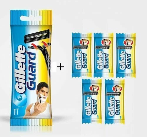 Gillette Guard Razor with Blade Cartidge Pack of 3 Razor +6 Blade Free Men Shave