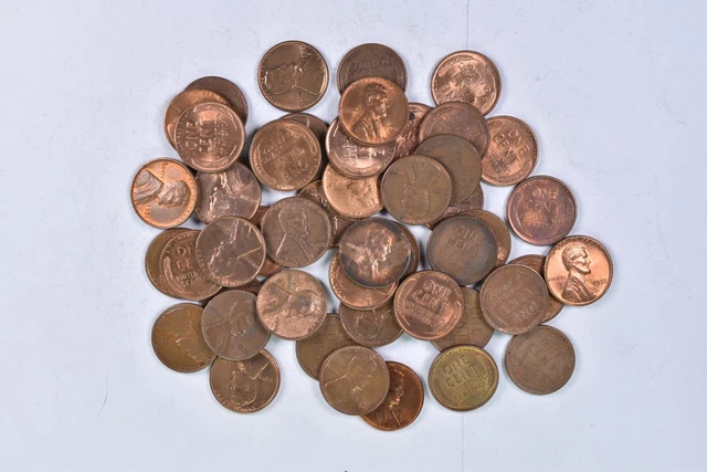 1940's & 1950's AU/BU Red Brown Lincoln Wheat Cent Roll *982
