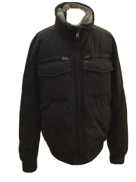 Men’s Tommy Hilfiger Padded Black Bomber Windbreaker Jacket U.K. Large T6132