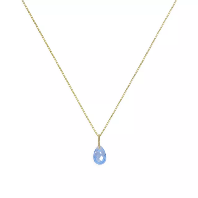 9ct Gold & Blue Teardrop Necklace 16 - 20 Inches Shapes Tears