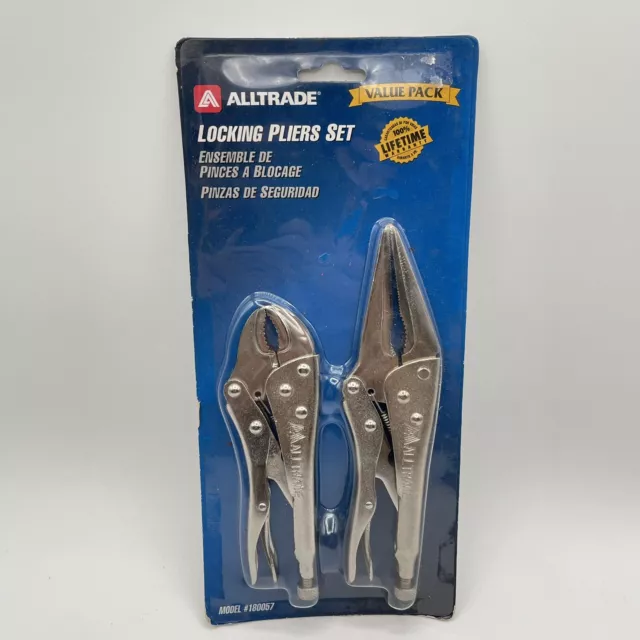 Vintage Alltrade Locking Pliers Two Piece Set Made in Taiwan New Old Stock NOS