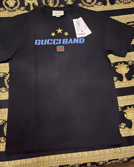 Nwt 100% Authentique Gucci Bande T Shirt Surdimensionné Fit Mrsp TAILLE S