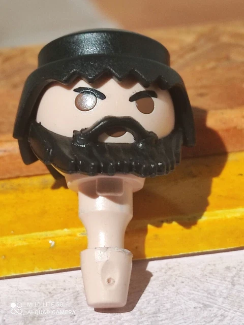 Lot De 2 Têtes PLAYMOBIL Cheveux Brun Foncé Avec Barbe - Pour Cowboys, Bergers, Pirates, Médiévaux