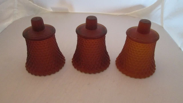 3 Dark Amber Gold Round Hobnail Votive Cup Candle Holder Peglite