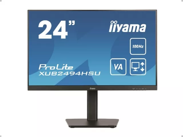 Iiyama Prolite 60.5cm (23.8") FHD LCD Monitor, Pivot, HDMI-DP, 1ms XUB2494HSU-B6