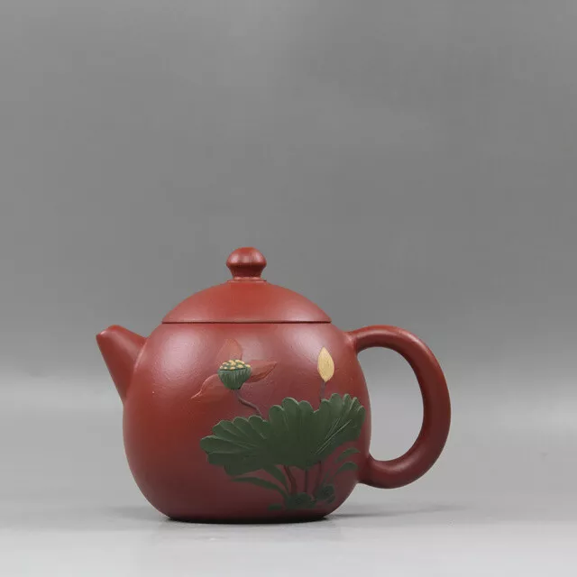 4.2"ChinaYixing Zisha Pottery Clovershrub Clay Handmade Lotus Flower/Leaf Teapot