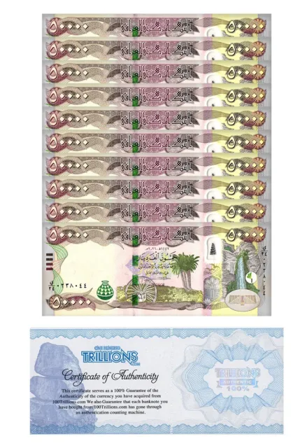 Iraq 50,000 Dinars Banknote 2021 Uncirculated 10 notes COA USA seller 500000