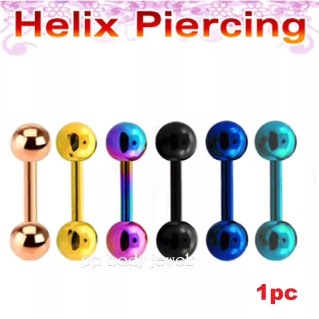 16G 1/4" Titanium Anodized Surgical Steel Barbell Earring Tragus Helix Cartilage